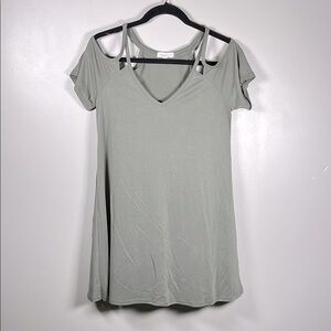 Socialite Gray Dress Cut Out Sleeve Size S.